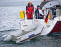 For harbour manoeuvres, keep the towlines as short as possible to stay clear of the rudder and prop