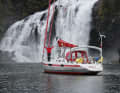 Magnificent scenery. Time and again, the crew of the "Nomad" find spectacular anchorages, such as in front of this waterfall