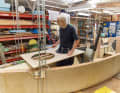 From planning to practice. Every part is meticulously produced as a 1:1 model, tested and further developed, such as the hatch on the foredeck here