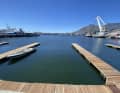Des pontons vides dans la marina Victoria Waterfront au Cap. Demain, les Imoca s'y amarreront