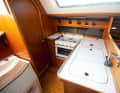 Proven L: The X also has its galley on the port side at the companionway. It offers plenty of storage space