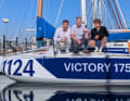 Tre dei cinque membri della giuria per il progetto Mini-Transat (da destra a sinistra): Melwin Fink, Jan Osterrath, Lennart Burke