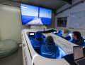 Taking off on time: the German team training on the simulator, here preparing for take-off