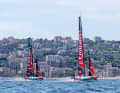 The New Zealand Cup title holders during a two-boat training session off the coast of Naples.
