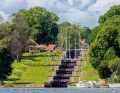 The largest lock staircase on the Göta Canal: the Carl-Johansen locks in Berg