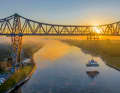 The Rendsburg transporter bridge connects both banks of the Kiel Canal