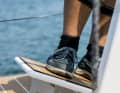 A small, subtle detail: the inclination of the foot platform matches the optimum heel of the yacht. If you stand up straight, you are sailing correctly