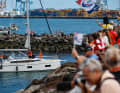 The crews left the harbour of Las Palmas de Gran Canaria in the early afternoon to the cheers of hundreds of spectators