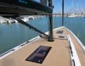 Sheer and tidy. As many lines as possible are routed through the deck. Flexiteek is optional