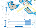 Wind and waves: In the detailed view, the route can be travelled and checked in advance, with wind, current and swell displayed