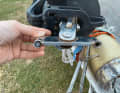 ... previous solution with welded-on threaded sleeves and shroud tensioners. When these broke, the mast was lost