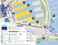 Orientierung in der Marina: Der Geländeplan zeigt die Aufteilung der Aussteller auf die fünf Stege sowie die Aktionsbereiche zwischen Messehalle und Funsport-Area am Strand.