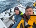 L'equipaggio lo scorso anno durante il trasferimento dell'Akilaria RC2 in Galles, dove la barca è stata completamente smontata e ricostruita.