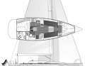 Bavaria 35 Match: Powerful series yacht. Disreputable due to loss of keel of the 42 Match, therefore favourably priced | Drawing: A. Hoppenhaus
