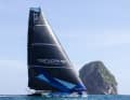 "Teamwork.net" with Justine Mettraux and Julien Villion in the final sprint in front of Martinique's characteristic diamond rock