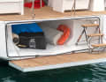 Capable: A 2.40 metre dinghy can be stored lengthways in the rear garage. The lazarette can also be accessed from the cockpit as a storage space