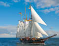 The 44 metre long three-masted schooner has served as a historical film set several times