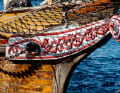 The Krullgalion under the jib boom was artistically designed