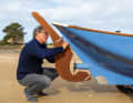 Built-in motor: A plastic prop, which is driven by a small electric motor, whirls in the cut-out of the attached rudder