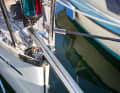 The gennaker pole is quickly attached to the bow fitting in the anchor guide