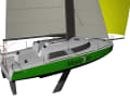 The cabin superstructure is quite high and bulky. This creates space below deck for living