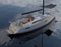 For fun in the bay: Large, easily accessible bathing platform and a sunbed with shade on the foredeck