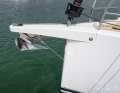Fixed instead of extendable. The bowsprit for gennakers or Code Zero is around 60 centimetres long and also serves as a bracket for the anchor