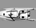 The side floats are pulled very close to the central hull by a sophisticated hinge system. This reduces the width to less than three metres