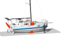 The double keels and rudder blades can be easily raised. This means that the Seezwerg can fall dry anywhere and at any time.