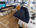 The cockpit tables can be optionally lowered and the surface can be upholstered to create a sun lounger.