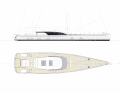 Swan Alloy 44: Der Rumpf schnürt achtern leicht ein, die Seitendecks fallen breit aus.