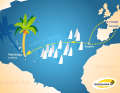 The two courses for soloists and double-handed crews: either from Marseille (4 July) or La Turballe (7 July) via Madeira to Martinique