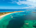The narrow Espalmador lies between Ibiza and Formentera. The anchorage in front of the island's curved beach is popular