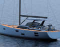 The fixed hardtop above the cockpit is a new option. The mainsheet (single point) is also attached to the roof.