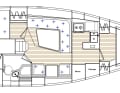 Standard-Ausbau mit zwei Kabinen, begehbarer Backskiste und Pantry vorn am Hauptschott