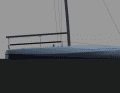 The mast is positioned far back, approximately in the centre of the ship's length. This means that the foresail remains very effective despite the short overlap