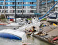 Bilder gesunkener Yachten nach der Sturmflut
