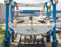 DThe wide stern clearly cuts in towards the waterline.