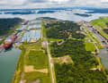 There are five locks in the Panama Canal. Pictured here: the Gatún Locks