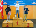 Silver Opti 2026: Winner Alwin Heliosch (centre) with Julie Tschentscher (2nd, l.) and Nathan Makrutzki (3rd, r.)