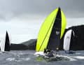 On the second day of racing, squalls moved through and provided action.
