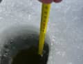 Before sailing, the ice must be thoroughly checked by drilling holes.