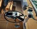 Everything led back. Sheets, halyards and trim lines can be operated directly from the steering position