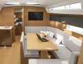The galley is a long element built into the side of the saloon. The work surfaces are huge and there is an abundance of storage space