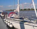 The Optima in better days at her berth on the Elbe. Whether the boat can still be saved seems questionable at the moment