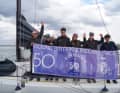 Die Crew an Bord (v.l.n.r.): Marius Rüger, Caro Bosselmann, Frederick Nabor (Skipper), Gyde Hansen, Tabea Mittmann, Cam Sword. Sie gehörten zu den jüngsten Teilnehmern des Rennens.