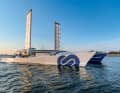 In addition to a fuel cell with its own hydrogen production, the boat is powered by soft wing sails