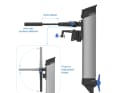 The tiller can be adjusted in length. When folded down, it can be used as a handle for carrying the eLite