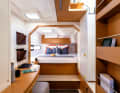 In the three-cabin version, the owners own the entire starboard hull. The berth offers a king-size format - and a sea view