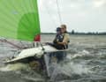 Under the gennaker, she reaches speeds of over eight knots.